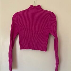 Zara Ribbed Pink Turtleneck Sweater